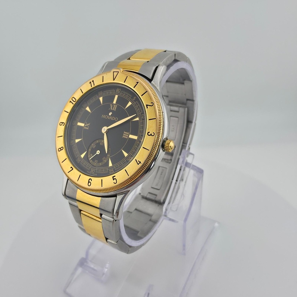Vintage MOVADO Watch 81.09.861 SWISS Movement Stainless Steel Gold Plate 6.75" - Picture 1 of 15